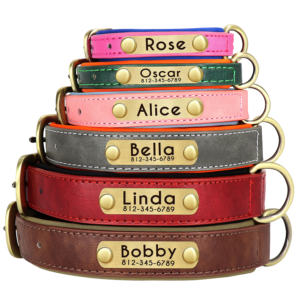 Custom-Leather-Dog-Collar-Soft-Padded-Dog-Collars-Personalized-Pet-ID-Necklace-Free-Engraved-Name-Paw-1